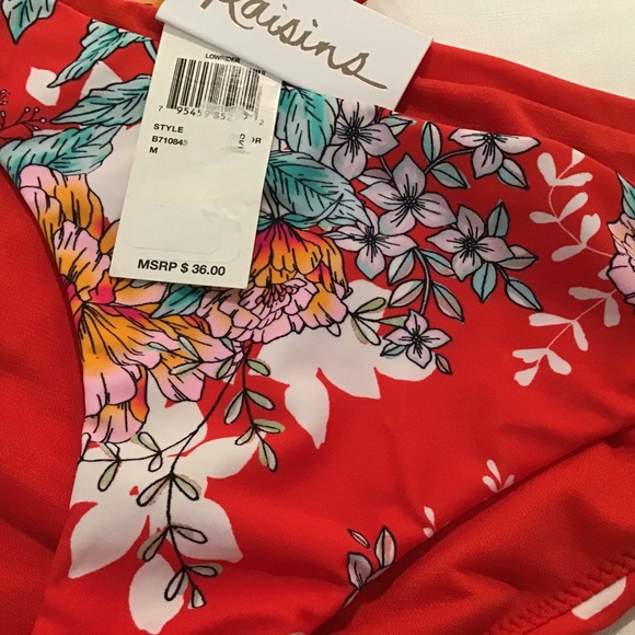 Raisins Swim Swimsuit Bottom Medium Nwt Red Floral Poshmark